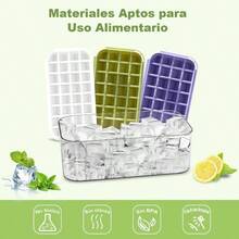 Molde para Hielos, Cubiteras Para Hielo, Bandeja Hielo, Cubitera de Grado Alimenticio, Liberacin de Todos Los Cubitos de Hielo en un Segundo, Molde Hielo Reutilizable Para 84 Cube Tray, Amarillo - verde - Ver 5