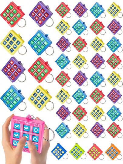 1/6/12 قطعة ألعاب صغيرة من نوع حلقة المفاتيح تيك تاك تو بألوان عشوائية - هدايا لحفلات عيد الميلاد - حشو أكياس الهدايا للأطفال - كنز الفصل الدراسي - جوائز كرنفال - مفاتيح بالجملة - حشو البينياتا - هدايا عودة