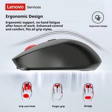 Lenovo 联想N02无线鼠标，2.4G无线连接，4个按键，强抗干扰能力，智能睡眠模式，超长续航，便携设计，适用于办公室、笔记本电脑、台式机和平板电脑。 - 黑色 - 查看 6