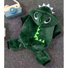 1件可爱绿色恐龙变身宠物服装，适合泰迪犬、贵宾犬等小型犬的保暖套装，圣诞宠物礼物 - 綠色 - 查看 7