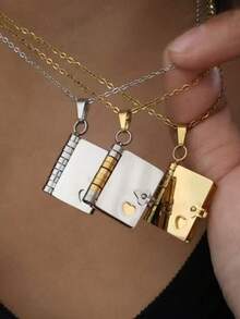 قلادة قلب من الفولاذ المقاوم للصدأ بشكل حروف حب مناسبة للسيدات للاستخدام اليومي هدية عيد ميلاد مجوهرات