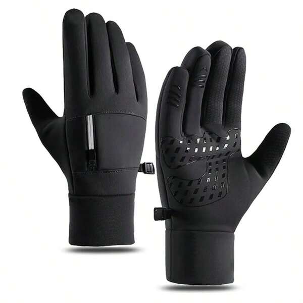 1Pair Outdoor Winter Gloves Man Women Sports Bike Snow Bicycle Gloves Touchscreen Windstop Silicone Non-Slip Cycling Motorcycle Black Bike Gloves, Running Outdoor Skiing Hiking Fishing Winter Warm Full Fingers Sports Gloves