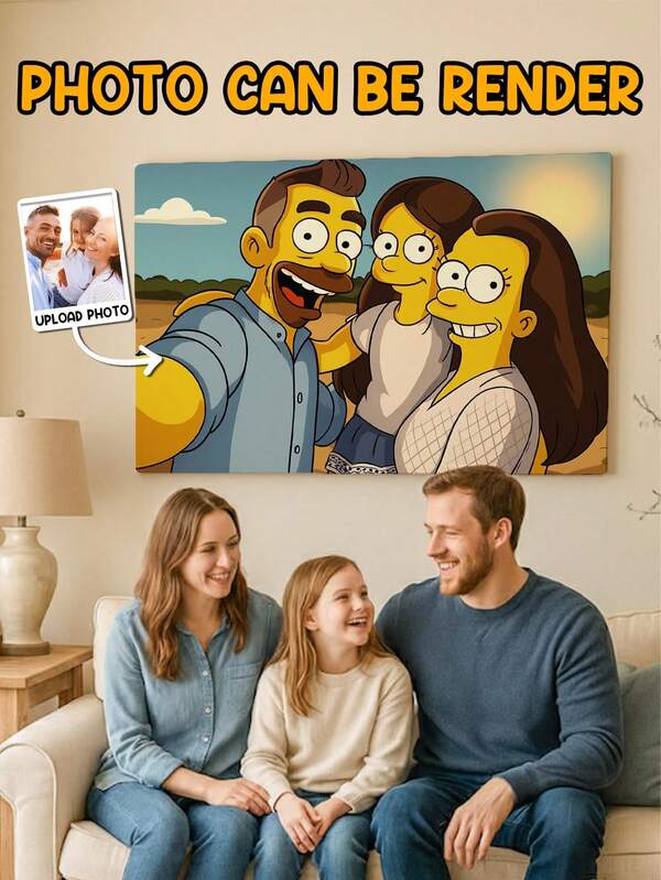 Catygift Custom Photo Cartoon Style Wall Art - Personalized Special The Simpsons Style No Framed/ Framed Wall Decoration - Gift For Friends, For Family,Multi-Functional,Durable,Ornamental,Reusable,Exquisite,Stylish,High-Quality,Colorful,Modern,Custom,Personalized,Unique,Ideal Gifts For Him,Ideal Gifts For Her,Boyfriend,Dad,Girlfriend,Mom,Family,Friends,Tea Room,Home,Garden,Office,For Anniversaries,For Valentine's Day,For Mother's Day,For Birthdays,For Father's Day,For Graduation,For Weddings,For Housewarming,Customized Home Decor Supplies,Elegant Living,Artful Living