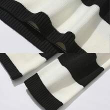 Autumn/Winter New American Dark Style BF Loose Fit High School Teenager Striped Sweater Couple Set - Black and White - View 4