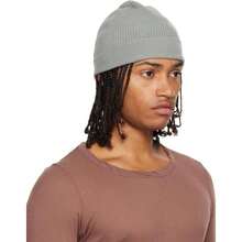 Rick Owens Gray Concordians Ribbed Beanie |  | Men Baseball Cap - Default - View 2