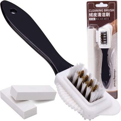 TendenciaShoe Care Deluxe Cepillo de Ante, Cepillo de Gamuza y Borrador de Gamuza para Zapatos y Botas, Cepillar Los Zapatos para Abrigos, Chaquetas, Cepillo de Limpieza de Gamuza 4 Lados Shoe BrushCalidad premium