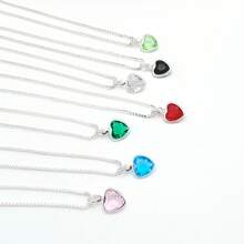 Set Of 2 Women's Necklaces, Each With A Vibrant Colored Heart-Shaped Pendant. Plated In 925 Sterling Silver Or 18K Gold. - 銀色 - 查看 10