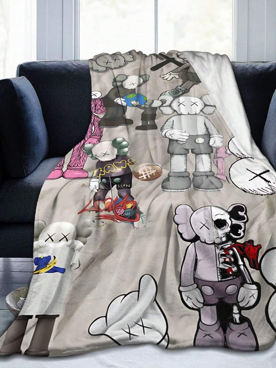 Kawss Kawaii Kaw Blanket Anime Snuggle Blanket - Ultra Soft Flannel Throw, The Perfect Gift For Fans For Christmas & Birthday, For Home Use, Camping And Travel Adventures - 黑色 - 查看 1