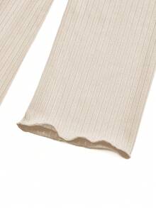 UREREM 女式修身方领长袖纯色系腰连衣裙 - 米色 - 查看 5