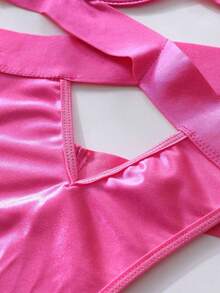 Women's Sexy One-Piece Lingerie, Tied Neck Hanging Hollow Sleepwear, Suitable For All Seasons, Honeymoon Night, Bedroom, Valentine's Day, Events,Sexy Lingerie - 玫紅色 - 查看 4