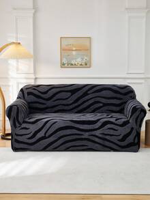 1pc Cationic Soft Plush Fabric Pet Proof Sofa Cover, Embossed Plush Jacquard Zebra Pattern, Rich Color Palette, Thick Jacquard Plush Sofa Cover Suitable For 1/2/3/4 Seat Sofa, Autumn/Winter - Multicolor - View 5