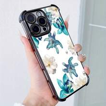 Funda de Teléfono con Diseño de Patrón Floral Azul y Blanco para  16, 16e, 16 Plus, 16 Pro, 16 Pro Max,  15, 15 Plus, 15 Pro, 15 Pro Max, 14, 14 Plus, 14 Pro, 14 Pro Max, 13, 13 Pro, 13 Pro Max, 12, 12 Pro, 12 Pro Max, 11, 11 Pro Max, 7, 8, X, XS, Anti-suciedad,  de Moda, Antigolpes en las Cuatro Esquinas - Colores mixtos - Ver 5
