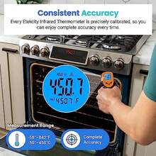 Etekcity - Termómetro infrarrojo 774, pistola de temperatura de calor para cocinar, herramienta de superficie IR láser para pizza, parrilla, parrilla, HVAC, motor, accesorios, -124°F a 1000°F, azul(Avanzado Naranja) - Tipo 1 - Ver 10