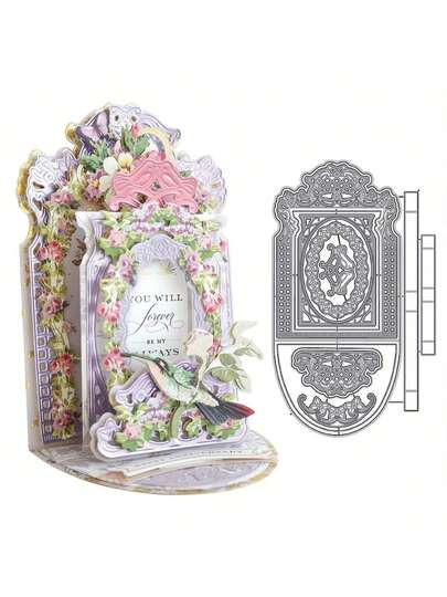 1pc Christmas 3D Folding Greeting Card Silver Gray Metal Die Cutting Mold, Suitable For Scrapbooking Decoration, DIY Scrapbooking Paper Art, Embossing Craft, Handmade Crafts And Card Making, Greeting Card Metal Die Cutting Mold