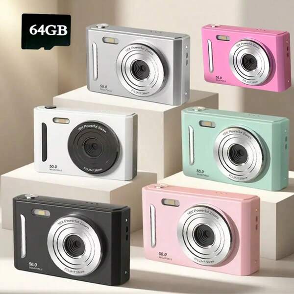 Cámara digital CCD M26, 700mAh, cámara digital de alta definición, imprescindible para viajes, cámara compacta y portátil de diseño ligero, con rendimiento confiable y construcción duradera, USB, para entusiastas de la fotografía, con tarjeta de memoria de 64G