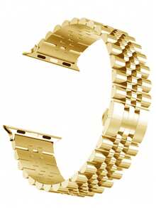 1件中性不鏽鋼金色錶帶，相容 46mm 49mm 40mm 44mm 45mm 41mm 42mm 38mm，替換腕帶，相容 Series 11 10 9 8 7 SE 6 5 4 3 2 1 Ultra 3/2/1 - 金色 - 查看 3