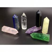 Healing Crystal Wands Point Faceted Prism Bars For Reiki Chakra Meditation Therapy Deco - Setof7 - View 7