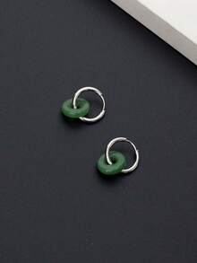 1 件简约不锈钢长方形耳钉男士耳环