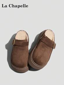 1 双 La Chapelle 女式休闲软底平底鞋，圆头低跟户外通勤鞋，优雅软底徒步鞋适合学生毕业照，低帮皮革保暖鞋