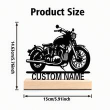 Fashion Personalized Custom Motorcycle Silhouette Custom Biker & Car & Halloween Pumpkin Metal Art With Wooden Base Tabletop Decoration Unique Personalized Gift For Men - Perfect For Home, Office, Cafe Decor - Ideal For Valentine's Day, Christmas, New Year, Thanksgiving Home Decor And Accessories Halloween Decorations Christmas Gifts,Souvenirs,Reusable,Adorable,High-Quality,Elegant Living,Artful Living