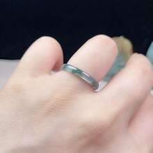 3毫米可叠戴天然翡翠绿石风水幸运戒指，女士款，单枚真宝石结婚戒指，低过敏性精致首饰，理想的幸运礼物，美国尺码4-12 - 藍綠色 - 查看 5
