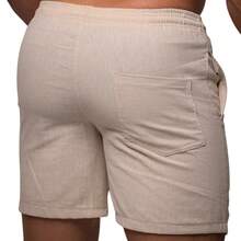 Men's Linen Shorts, Men's Linen Bermuda Shorts, Men's Casual Shorts, Premium Linen Shorts, Linen Dress Shorts, Men's Summer Shorts, Men's Slim Bermuda Shorts, Comfortable Men's Shorts, Stylish Men's Clothing, Men's Summer Fashion, Casual Men's Look, Shorts With Pockets, Men's Drawstring Shorts, Men's Beach Outfit, Lightweight Men's Shorts, Casual Weekend, Christmas, Father's Day, New Year's, Valentine's Day, Elegant, Basic - 淺綠色/米色 - 查看 7