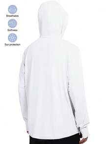 CAMEL CROWN Camisa de manga larga con cremallera completa UPF 50+ para hombres, sudadera con capucha SPF, chaqueta protectora contra los rayos UV, camiseta de protección solar - Nube blanca que fluye - Ver 4