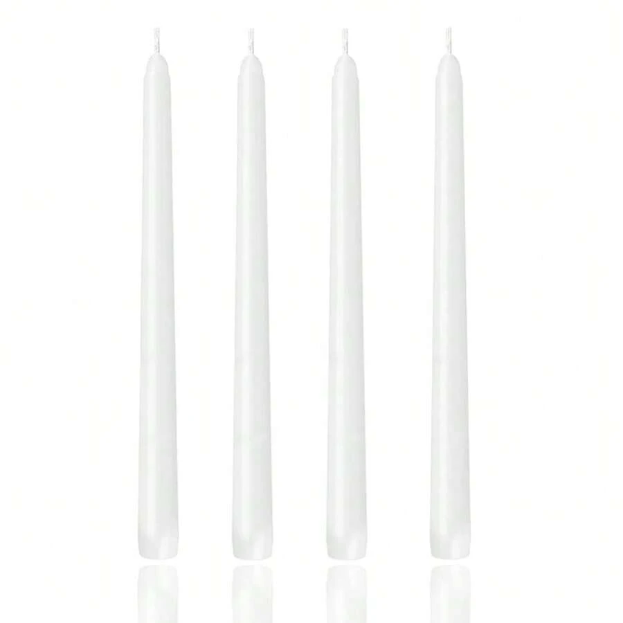 10 Inch Taper Candles,Set Of 4 Tapered Candle, Tall Candlesticks,Conical Stick Candles,Less,For Home Dinner, Party, Wedding, Halloween, Christmas (White, 10inch){Inchcolor_nameinch:InchWhiteinch,Inchsize_nameinch:Inch10inchinch} - 白色的 - 查看 1