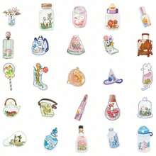 50pcs Cartoon Transparent Object Stickers For Luggage, Laptop, Notebook, IPad, Phone, Diary, DIY Skateboard, Water Bottle, Guitar, Helmet, Waterproof Decals Back To School - 多色 - 查看 9