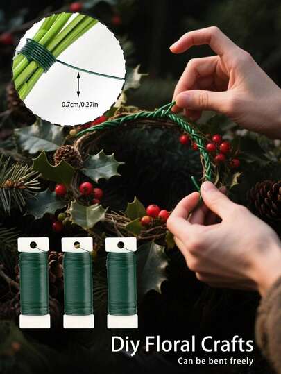 1pc Floral Stem Wire, For Wreath Making, Flower Arranging, Valentine's Day, Gifts, Birthday, Graduation