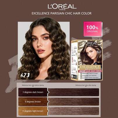 L'Oreal Charming Paris Inspired Hair Dye, 6.73, 172ml/5.82 Fl Oz, Fully Covers Gray Hair, Nourishes Hair, Easy & Convenient, Fresh & Pleasant Fragrance