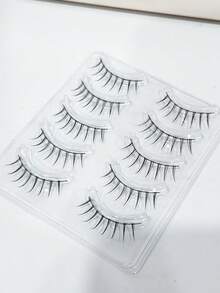 10pcs/Set Korean Style Wispy Thin False Eyelashes With Self-Adhesive Eyeliner, Transparent & Defined Look