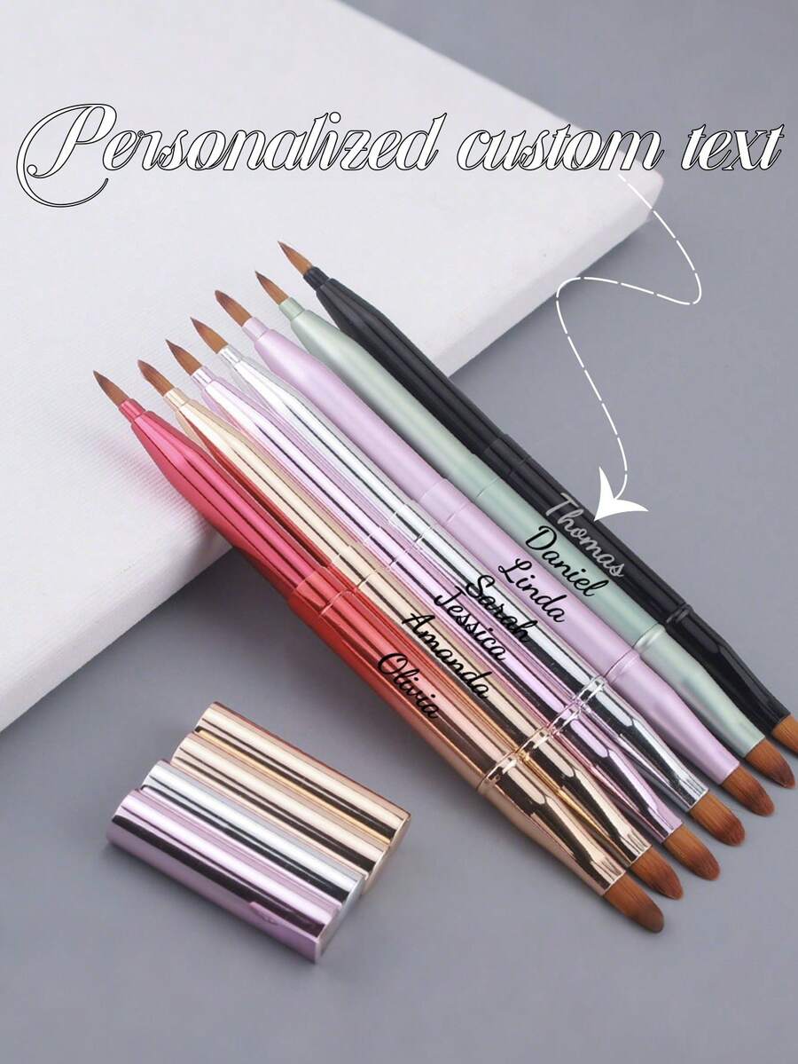 Personalized Custom 2025 New Stretchable Lip Brush Double-Ended With Cap Concealer Makeup Brush Lipstick Brush Lip Brush Small And Portable Makeup Tool - Multicolor - View 1