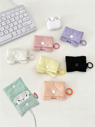 迷你耳机收纳包，可爱柔软保护套，适用于蓝牙耳机、旅行、学校、大学电子产品、移动电源、便携式充电器、耳机线收纳包、线缆整理器、可爱耳机充电收纳包、防水包，男女通用电子产品收纳包，旅行必备品