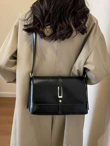 Bolso de hombro cuadrado de unicolor de estilo casual y elegante para ir al trabajo