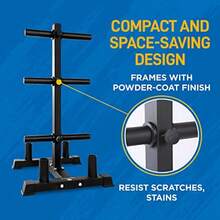 6-Pegs  Weight Plate Rack And 4 Barbells - 363 Kilogram Capacity Heavy Duty Gym Organizer Scratch Resistant Frame Powder-Coat Finish Easy To Assemble Compact And Space-Saving - As Pic - View 4
