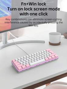 Tastiera cablata K401 con sensazione meccanica, 61 tasti, retroilluminazione RGB, adatta per computer e uffici