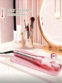 1个悬挂式硅胶耐热垫，直发器收纳袋组合化妆品收纳袋迷你包直发器旅行包，适用于扁夹、卷发棒、电卷发棒、沙龙工具箱旅行小型化妆包配件化妆刷收纳袋化妆容器化妆包旅行必备 - 彩色 - 查看 6