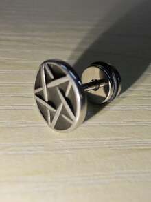 男士钛钢耳环，十字架设计，暗黑风格男士耳环 - 銀色 - 查看 4