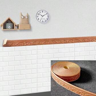 1pc 9m 3D Baseboard Wallpaper Trim, Self-Adhesive Waterproof Wall Skirting Board Decor Border