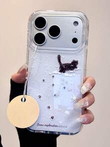 Ốp lưng điện thoại hình mèo dễ thương dạo bước phong cảnh mùa đông, tương thích với các dòng máy 17 Pro Max, 17 Pro, 17 Air, 16, 15 Pro Max, 14 Plus, 13, 12 Pro, 11. Ốp bảo vệ mềm mại đáng yêu. - trắng - Xem 4