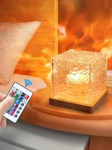 1pc 16-Color Aurora Wave Projection Night Light With Remote Control, Christmas Decor, Room Decor, Square Aurora Light, Ceiling Projector, Wave Cube Light, Suitable For Bedroom, Hallway, Bathroom, Flame Ambiance Bedside Lamp - Multicolor - View 3