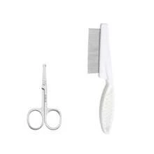 Pet Tear Stain Scissors + Pet Face Brush, White PP Material With Fine Teeth Design, Effective Tear Stain Removal Beauty Care Tool Set