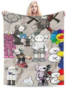 Kawss Kawaii Kaw Blanket Anime Themed Comfort Blanket - Soft Flannel Throw, Perfect Gift For Fans, For Christmas, Birthday, Halloween, For Cozy Home Use & Camping Trips - Black - View 2