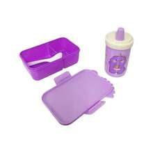Kit Lancheira Marmita com Talher + Copo infantil Dinossauro - Roxo - Visão 3