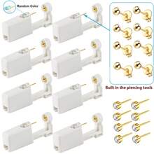 耳洞穿刺套装，一次性耳洞穿刺枪配3mm球形耳钉，男女通用，家用自助穿耳套装 - 白色 - 查看 6