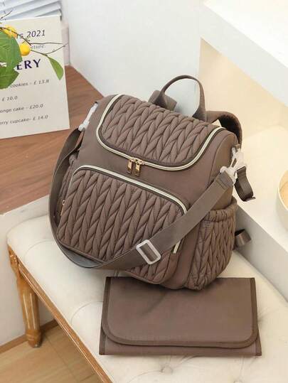 Durable Woven Diaper Backpack For Moms, With Stroller Straps, Easy-To-Clean Polyester Material, Suitable For Busy Parents