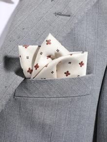1pc Men's Fashion Floral Pattern Pocket Square, Suitable For Business, Banquet, Wedding, Party And Holiday Matching - A - View 2