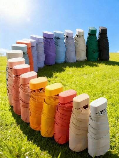 1pc Mini Pocket Umbrella, Compact Umbrella, 5-Fold Umbrella, Dual Use Rainproof & Sunproof, Mini Pocket Waterproof Portable Travel Umbrella, Sunshade Umbrella Women Sunscreen UV Sunscreen Umbrella 2 In 1 Mini Six Fold Ultra Light Compact Portable, Mini Travel Umbrella