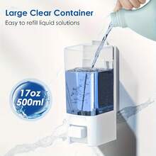 1/2个装壁挂式皂液器 - 白色 | 手动厨房/浴室防漏喷嘴容器，适用于液体/凝胶/洗发水/沐浴露/洗面奶，浴室皂液器，酒店浴室配件，现代浴室用品，厨房配件，厨房工具 - 白色 - 查看 7